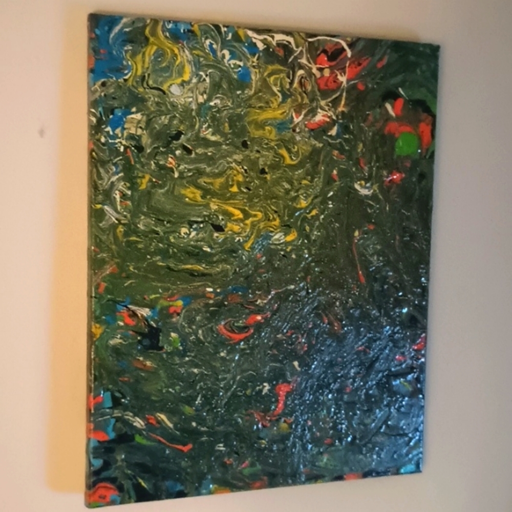 Canvas painting ( resin dirty pour)